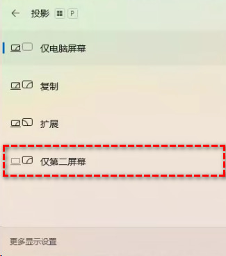 选择仅第二屏幕 选择仅第二屏幕
